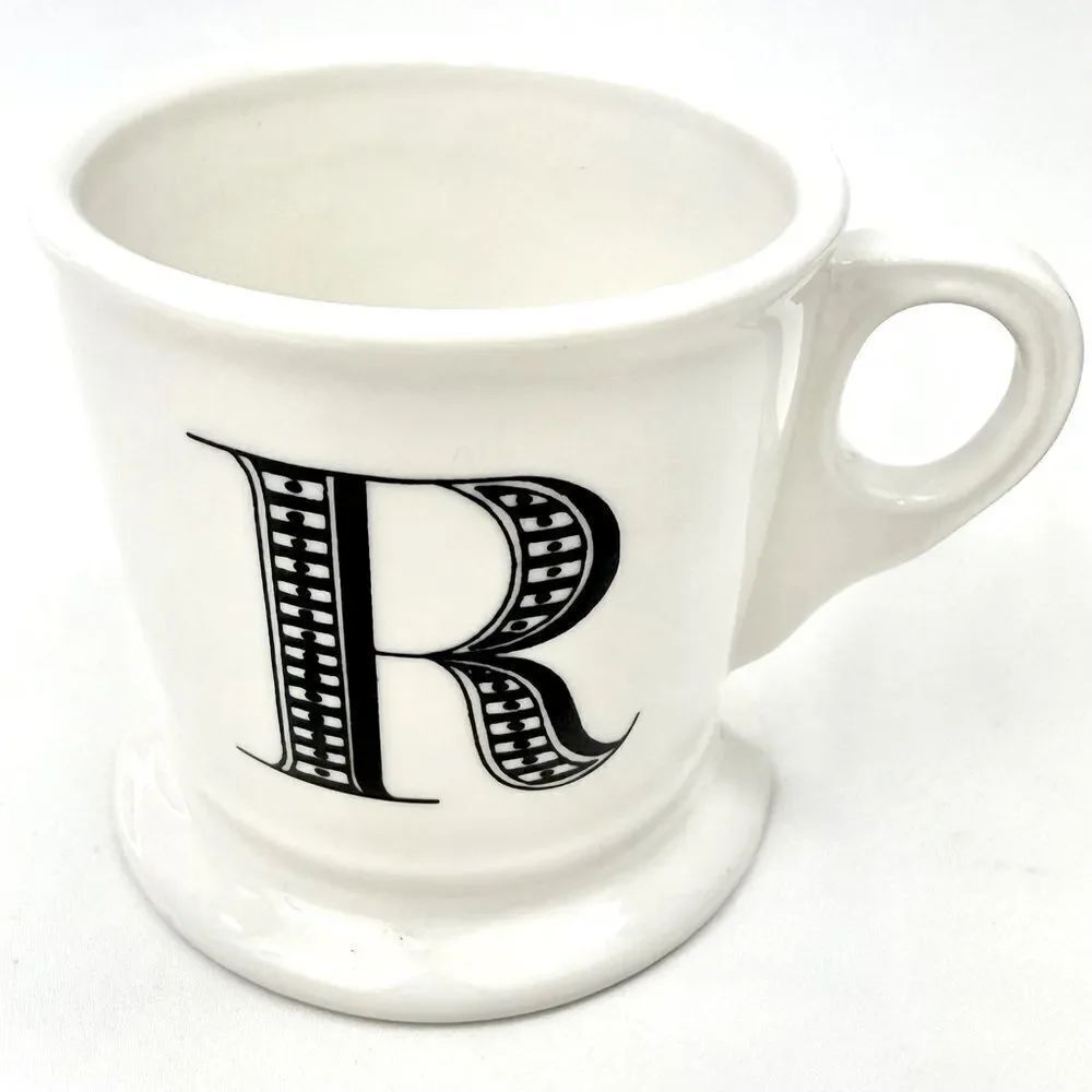 Anthropologie White Monogram Initial Letter R Pedestal Mug